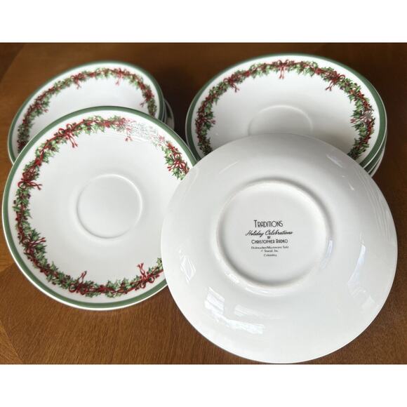 4 Christopher Radko Holiday Celebrations Saucer Plates Christmas Tree- GIFT SALE - Picture 7 of 16